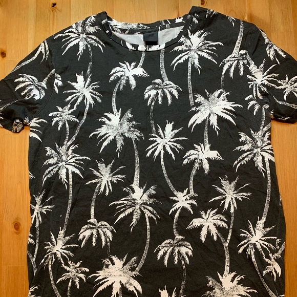 H&M Men Palm Trees Black Graphic T-Shirt, Size M - Picture 1 of 2